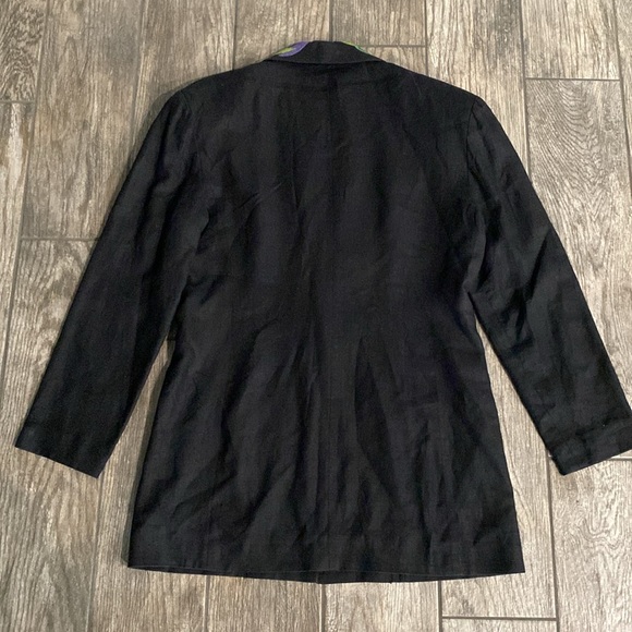 Vintage I.B. DIFFUSION Linen Embroidered Blazer Jacket SIZE 6 - Picture 7 of 7